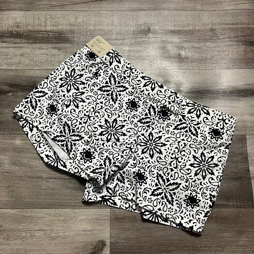 J Crew Mid Rise Stretch Chino Shorts Black White NWT Women’s Size 6